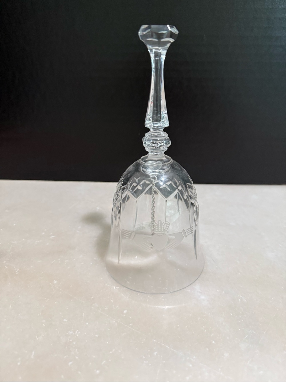 GALWAY Irish Crystal Claddagh Bell - Etched Hands and Heart 24% Lead Crystal